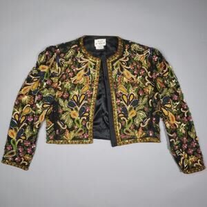 Rare Vintage 1980s Jeanette for St. Martin Couture Sequin Bejewel Crop Jacket
